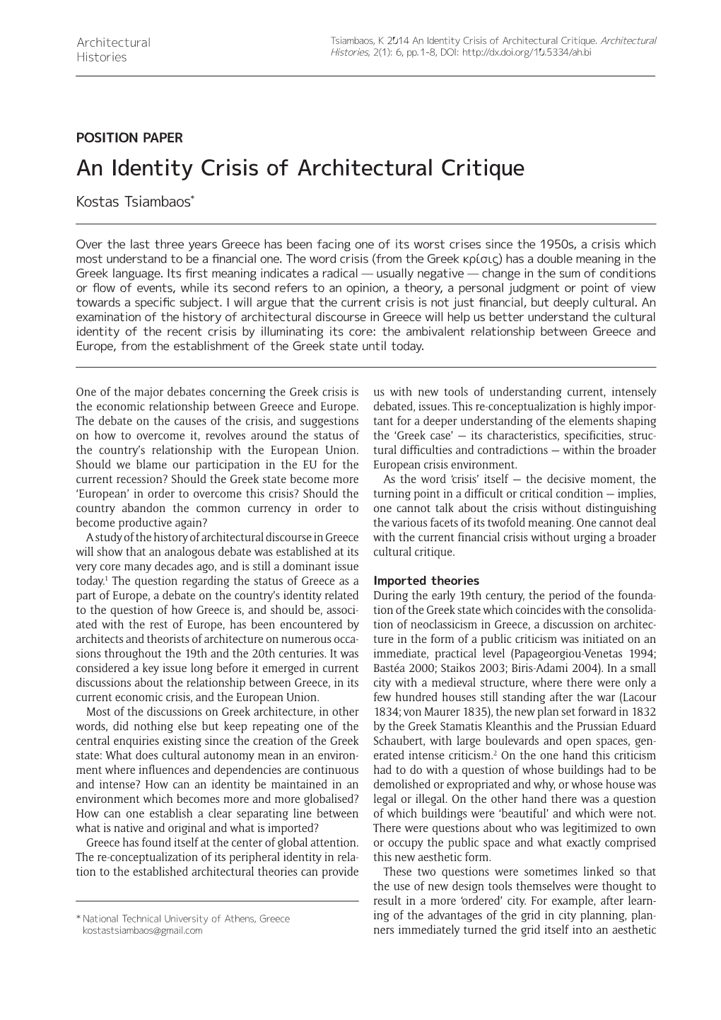 An Identity Crisis of Architectural Critique