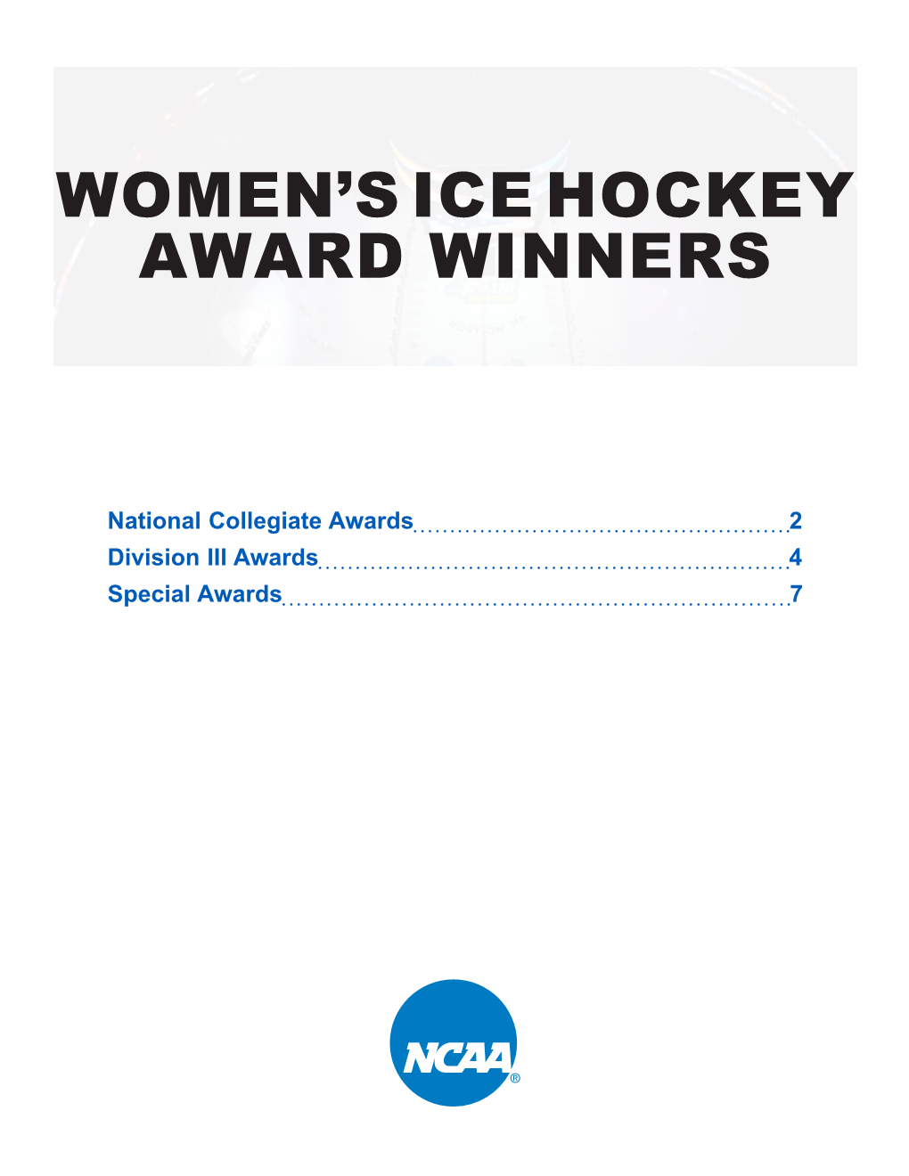 Women's Ice Hockey Award Winners