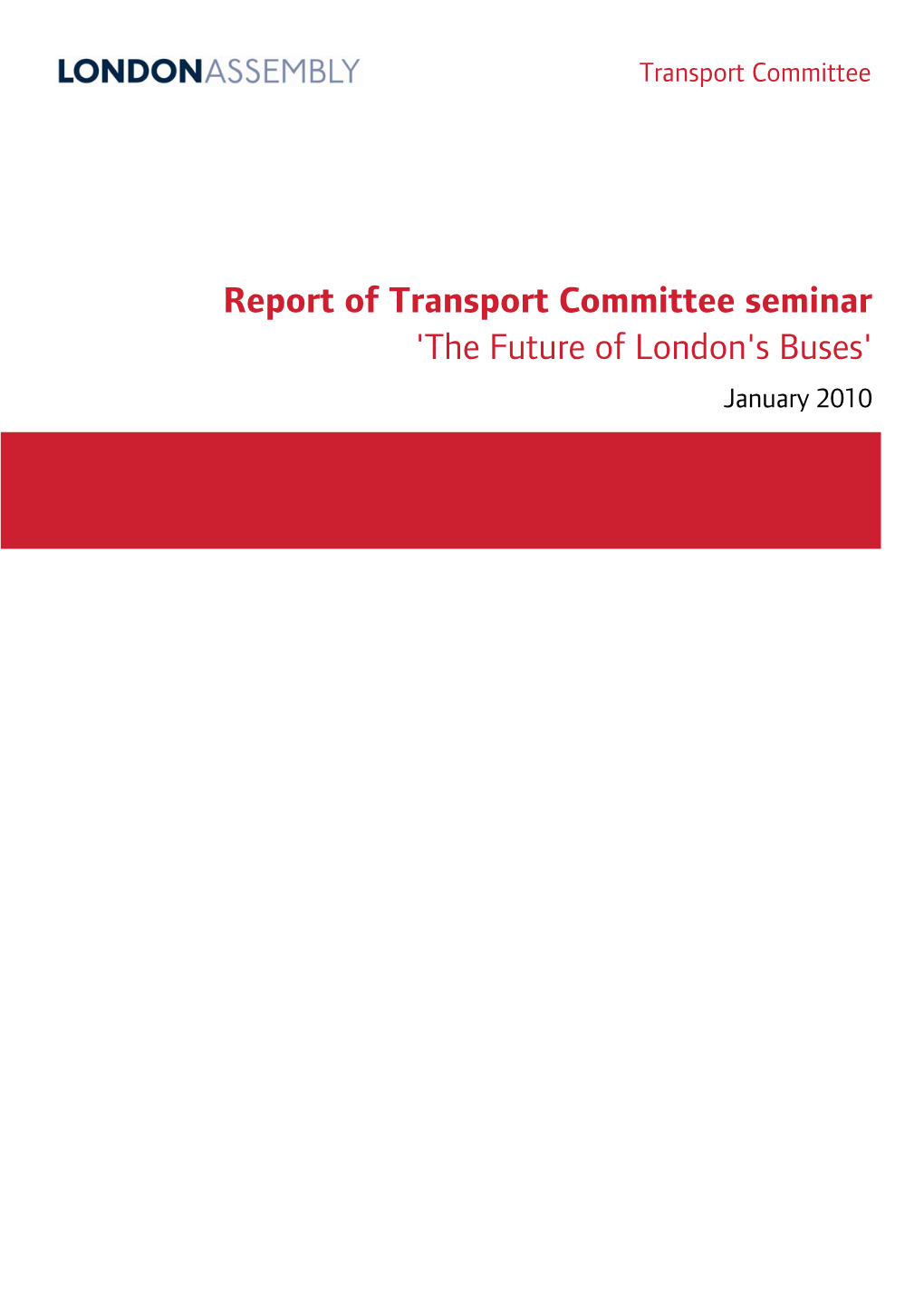 'The Future of London's Buses' January 2010