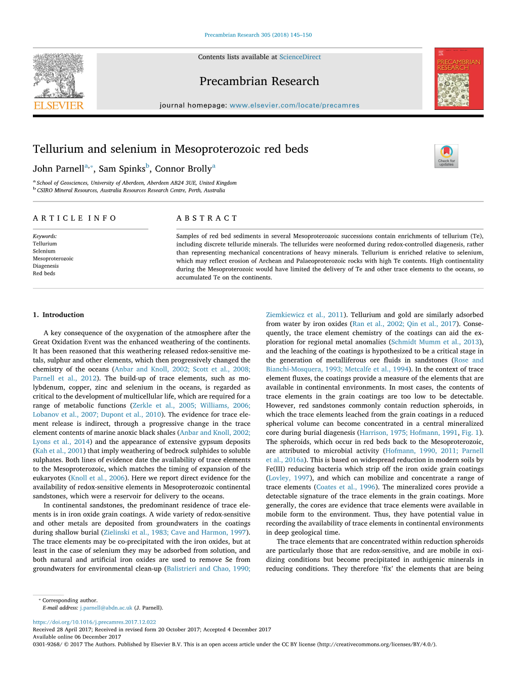 Tellurium and Selenium in Mesoproterozoic Red Beds