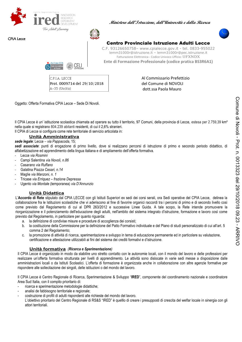 Offerta Formativa CPIA Lecce – Sede Di Novoli