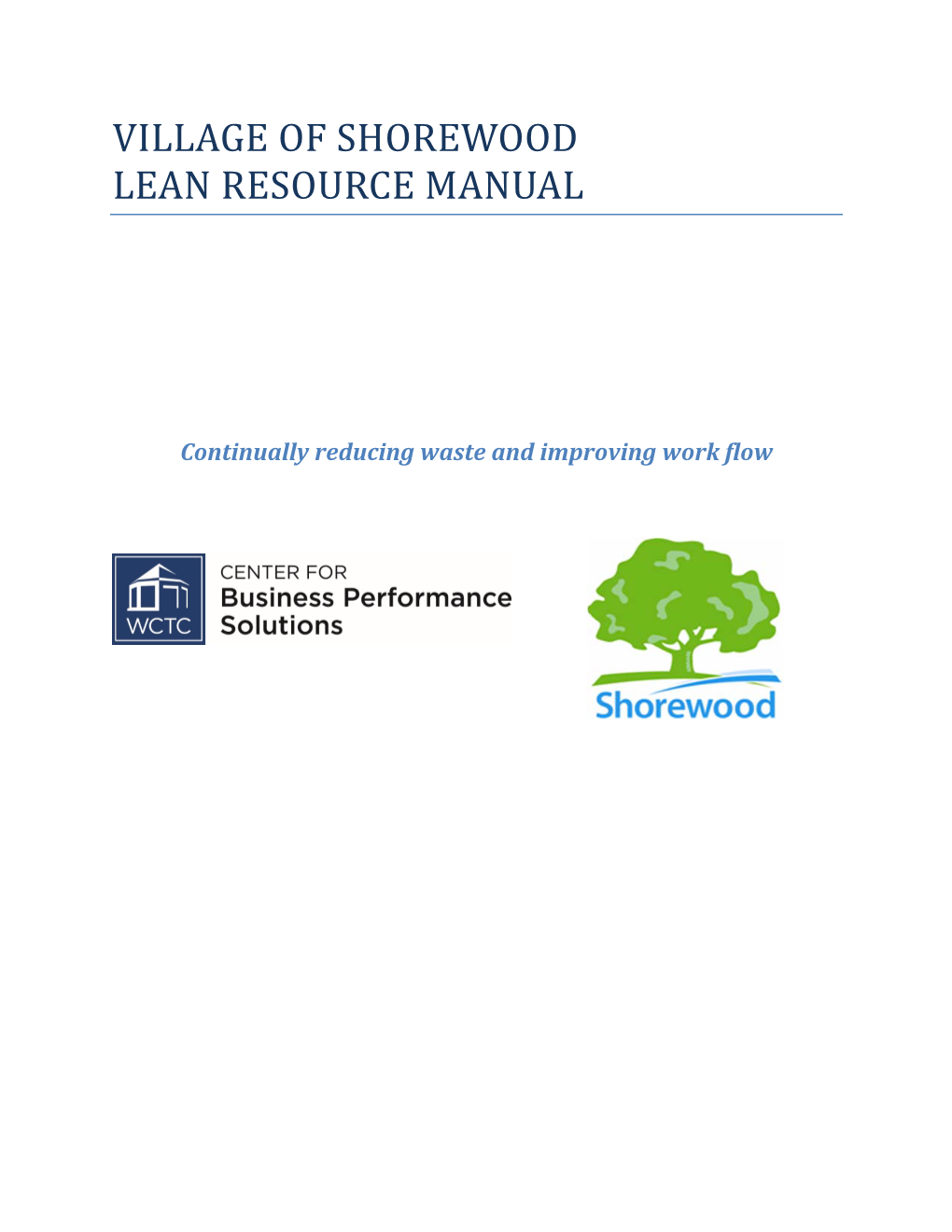 Village of Shorewood Lean Resource Manual