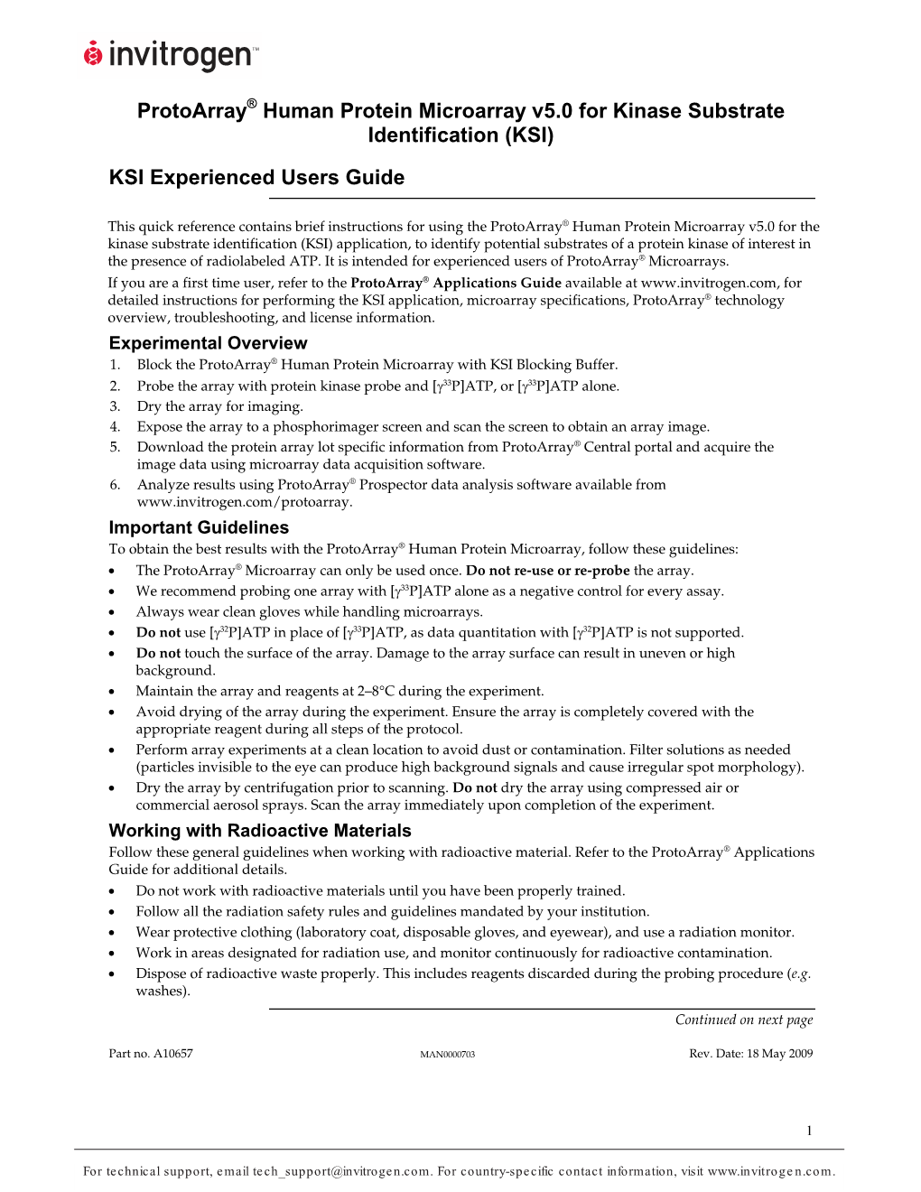 Human Protein Microarray V5.0 for Kinase Substrate Identification (KSI) KSI Experienced Users Guide