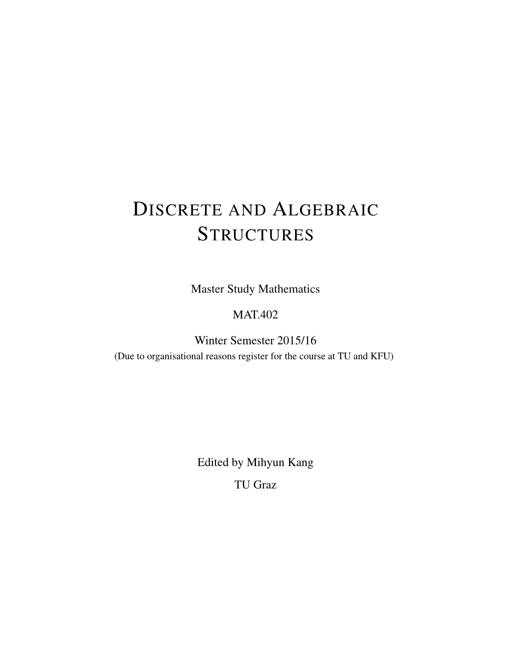 Discrete and Algebraic Structures