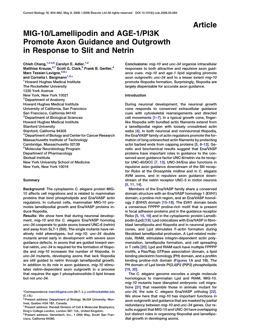 Article MIG-10/Lamellipodin and AGE-1/PI3K Promote Axon Guidance and Outgrowth in Response to Slit and Netrin