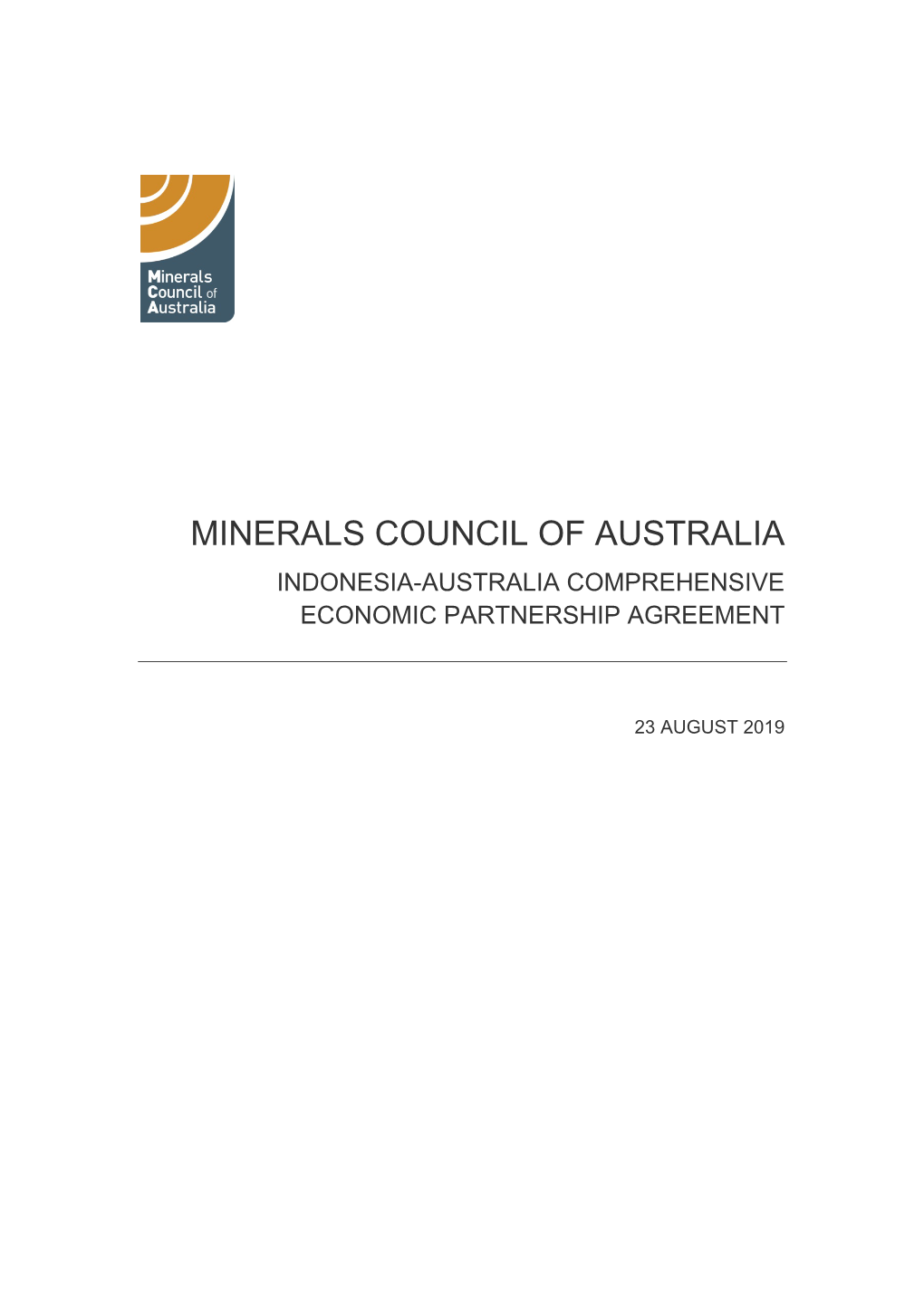Minerals Council of Australia Indonesia-Australia Comprehensive Economic Partnership Agreement