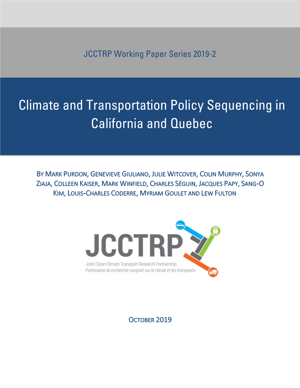 Climate and Transportation Policy Sequencing In
