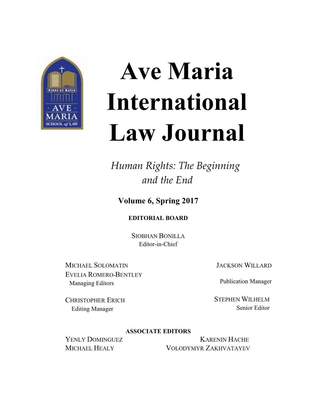 Ave Maria International Law Journal