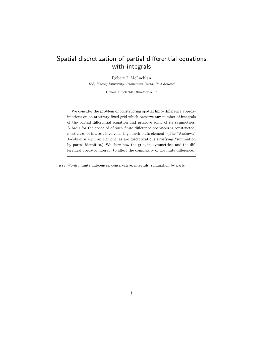 Spatial Discretization of Partial Differential Equations with Integrals