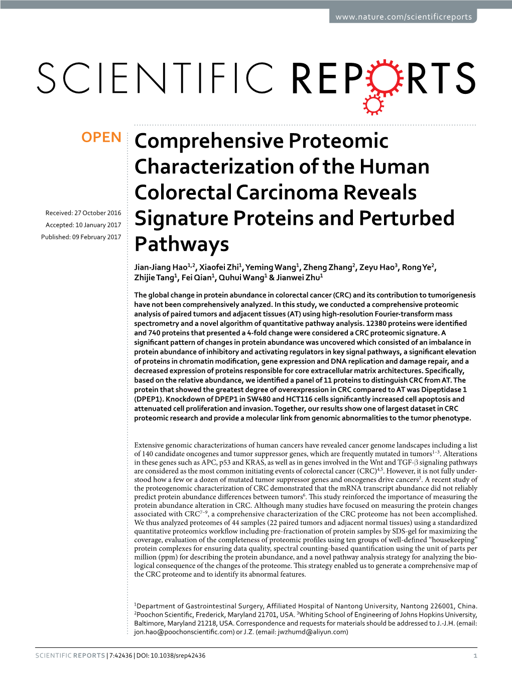 Comprehensive Proteomic Characterization of the Human