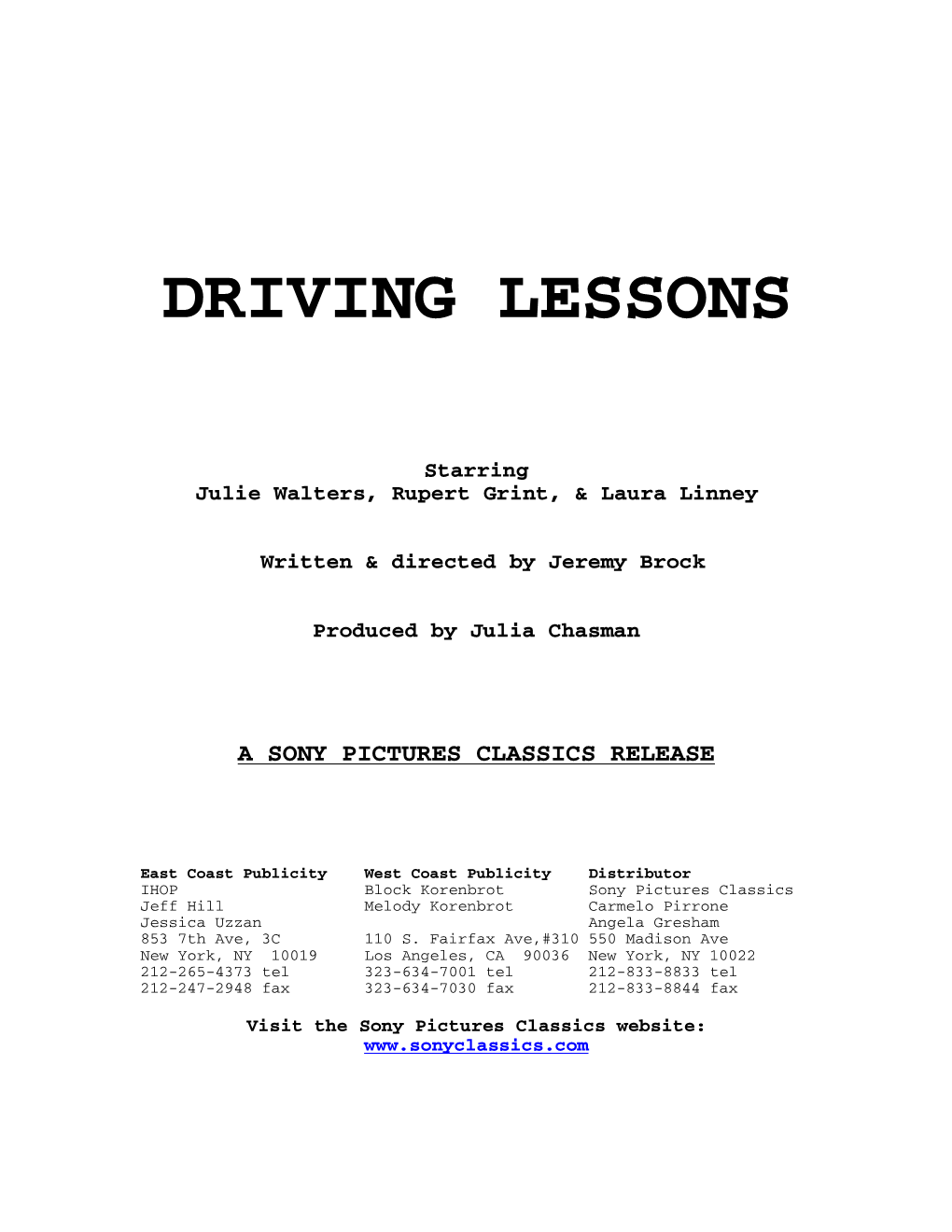 Driving Lessons