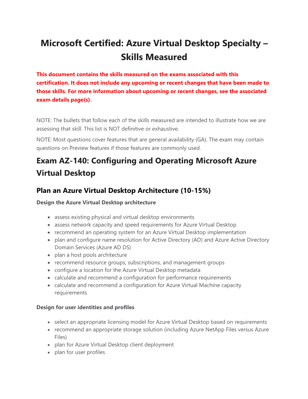 Microsoft Certified: Azure Virtual Desktop Specialty – Skills Measured