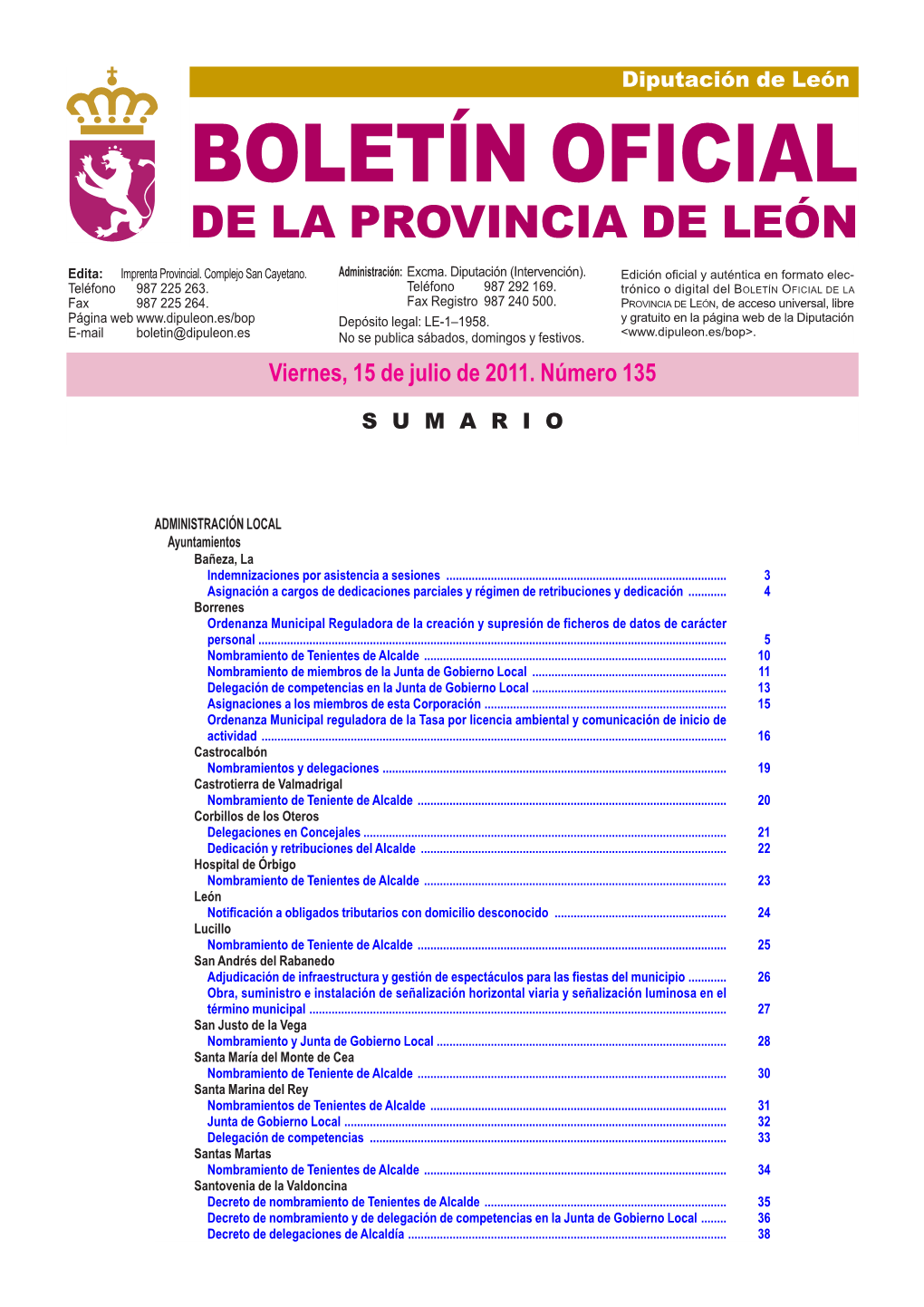 Boletín Oficial De La Provincia De León