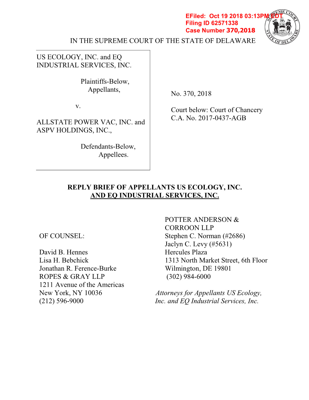 Reply Brief of Appellants Us Ecology, Inc