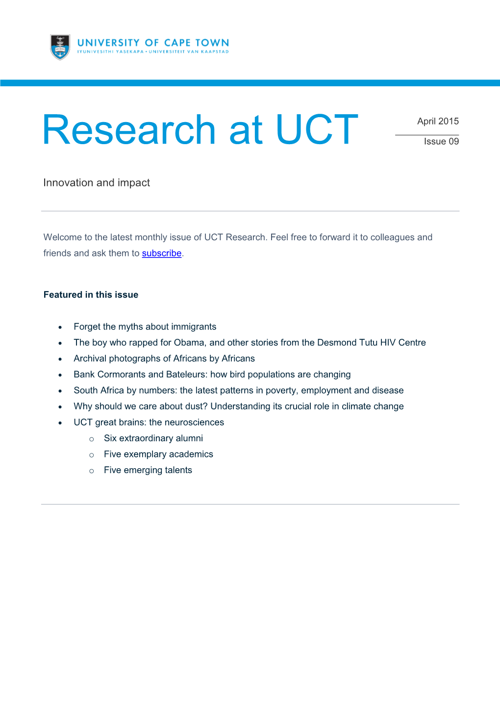Research at UCT Issue 09