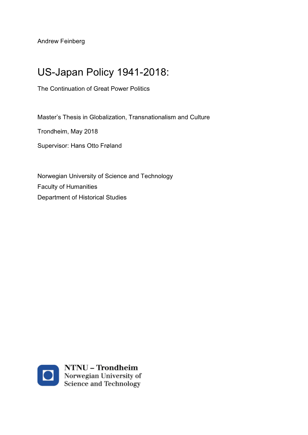US-Japan Policy 1941-2018