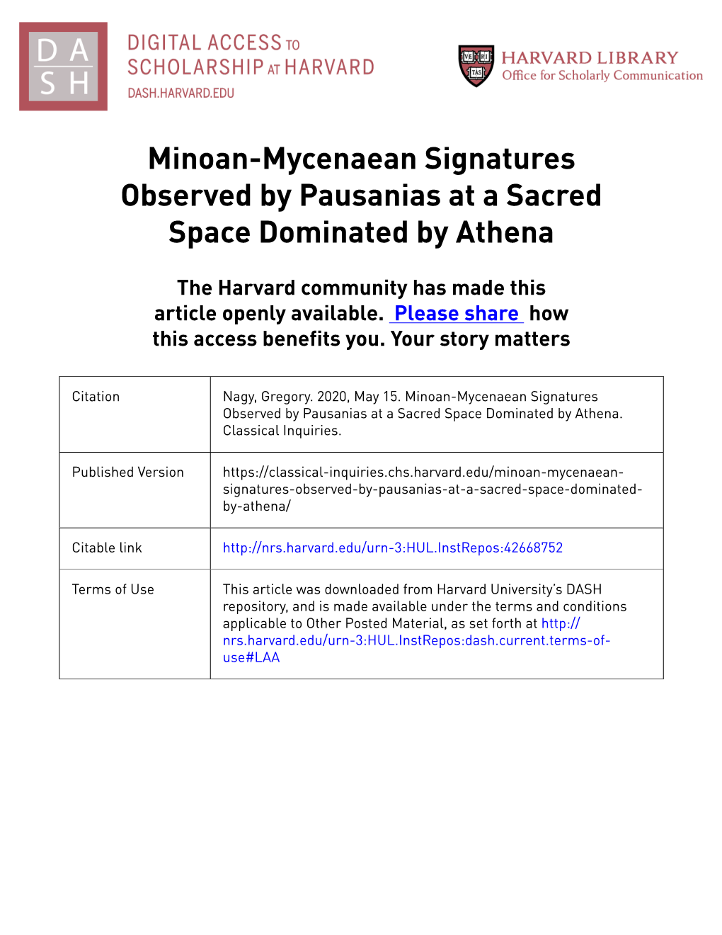 Minoan-Mycenaean Signatures Observed by Pausanias at a Sacred Space Dominated by Athena