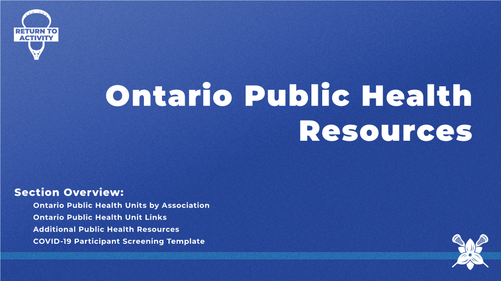 Ontario Public Health Resources