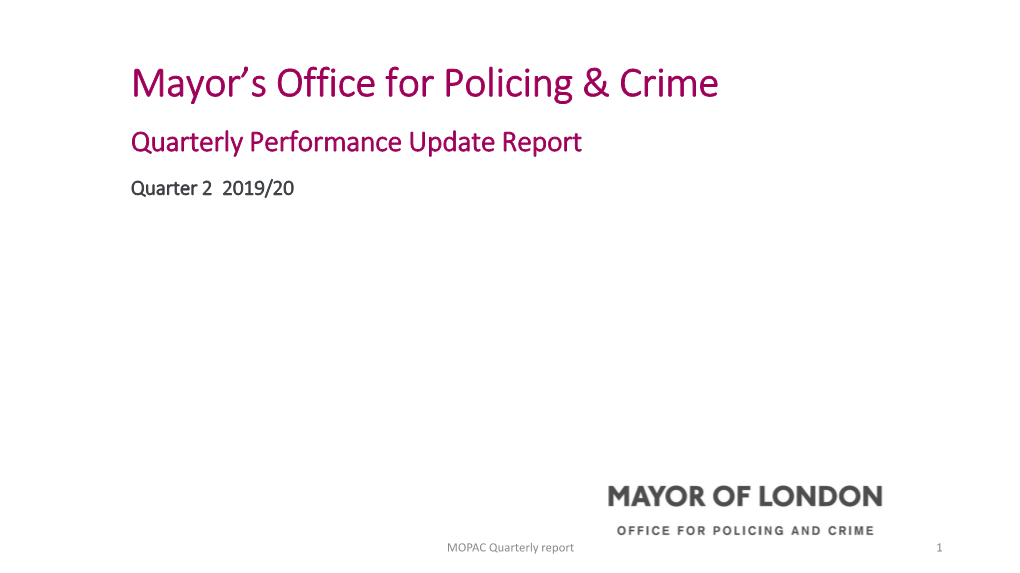 Mayor's Office for Policing & Crime