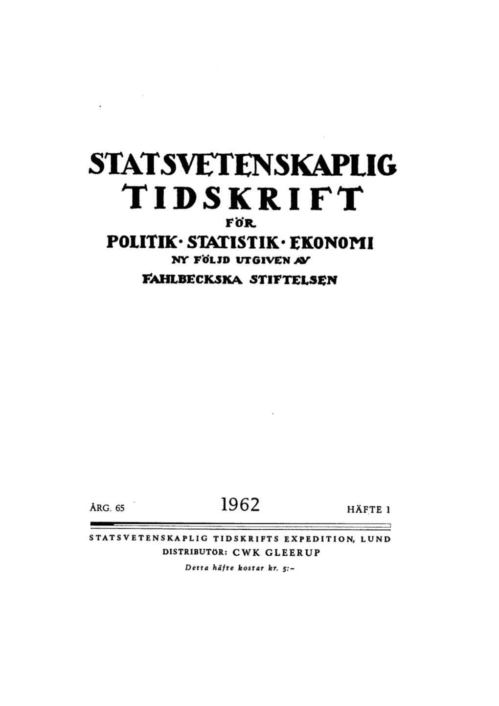 Statsvetenskaplig Tidskrift For