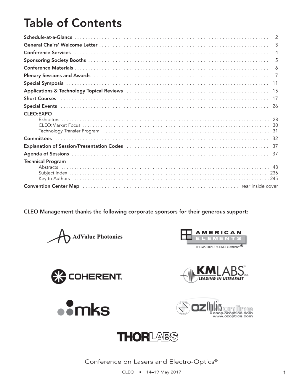 Table of Contents