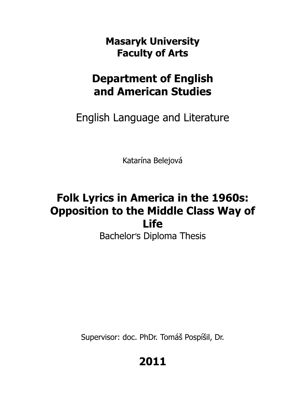 Department of English and American Studies English