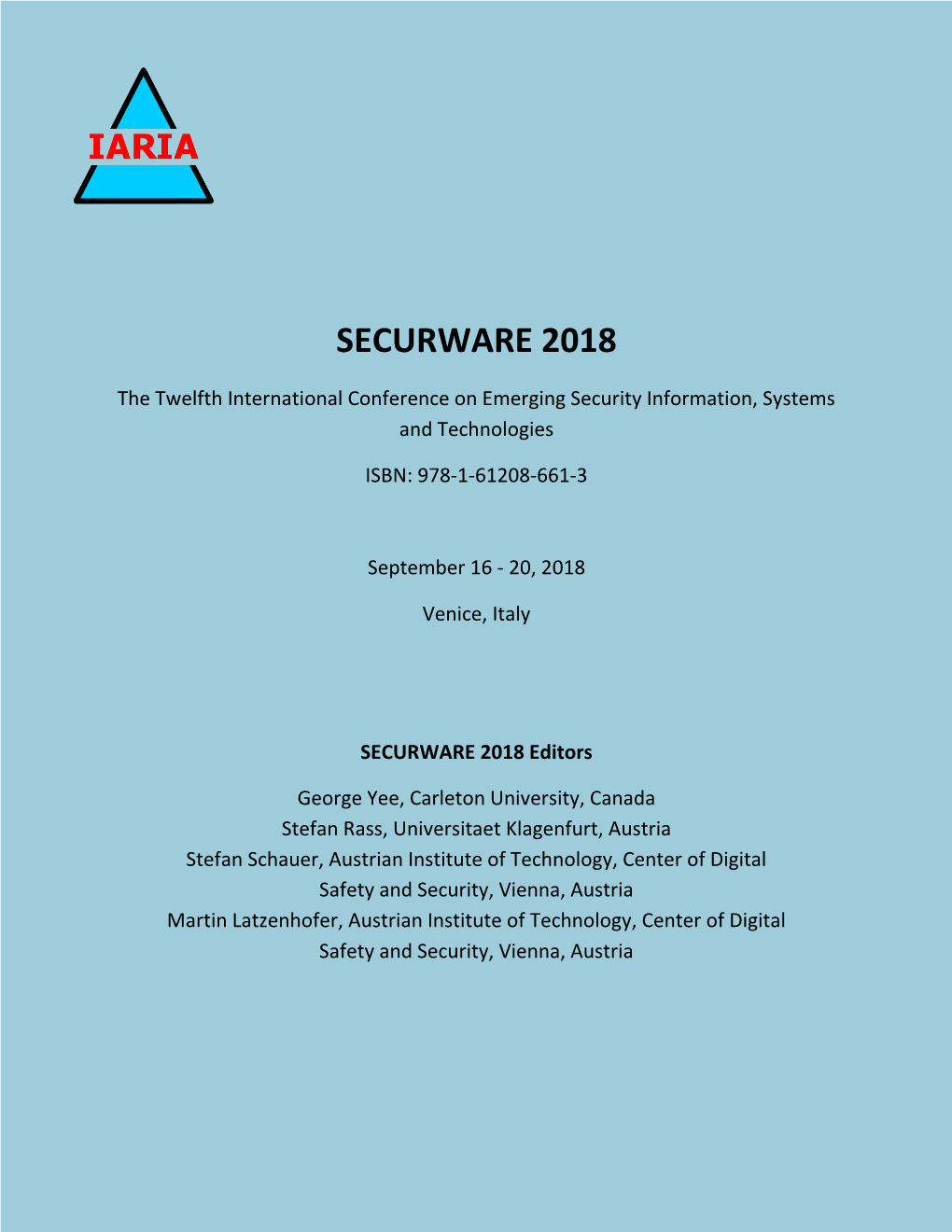 SECURWARE 2018 Proceedings