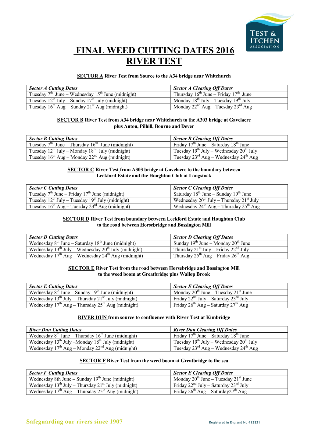 The Test & Itchen Assn E-Letter Template