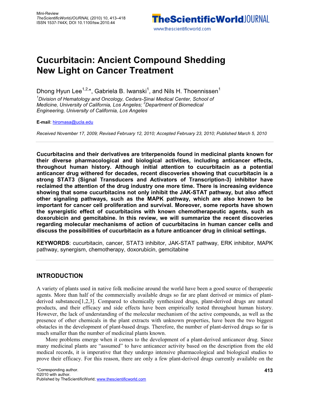 Cucurbitacin: Ancient Compound Shedding New Light on Cancer Treatment