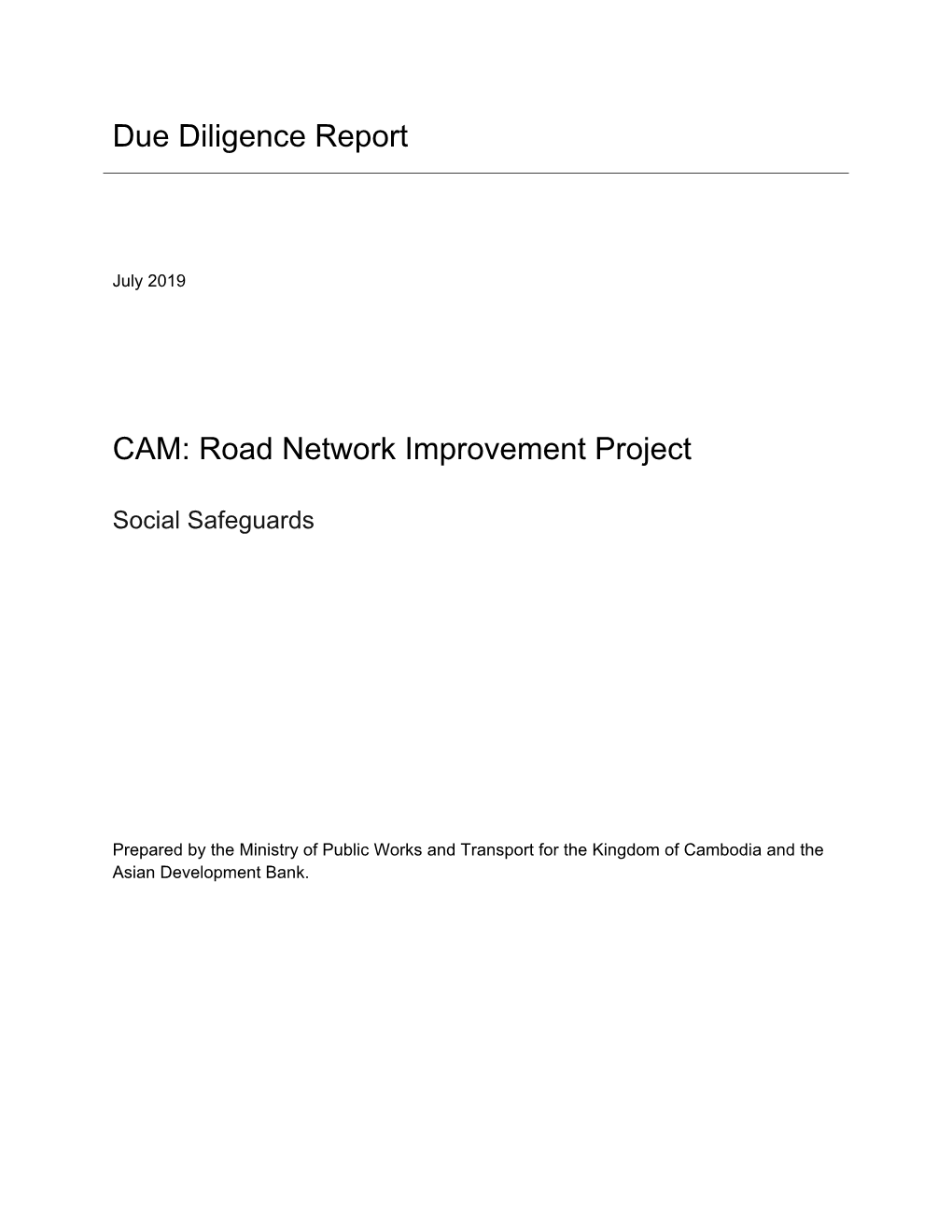 Road Network Improvement Project: CW-A1 and CW-A2 Social