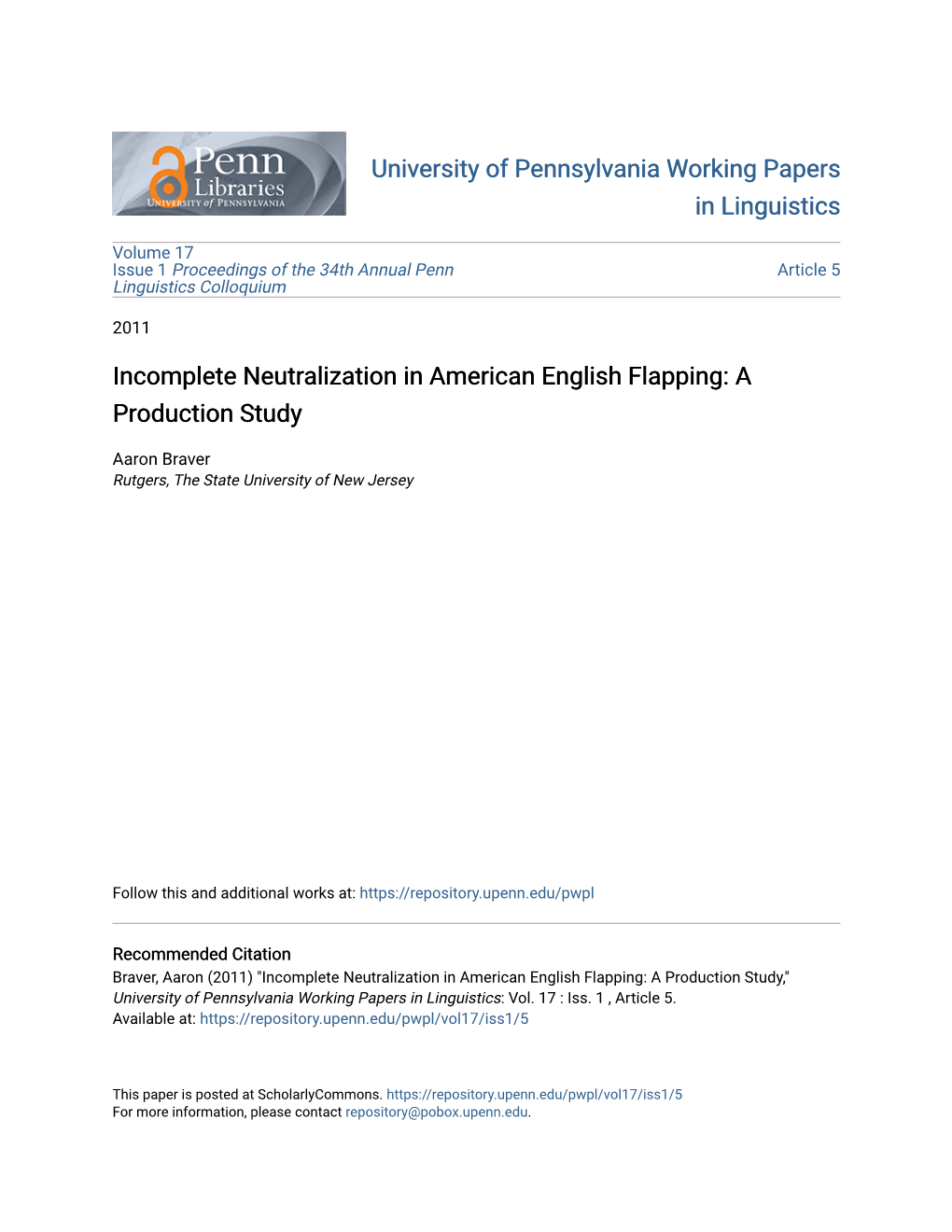 Incomplete Neutralization in American English Flapping: a Production Study