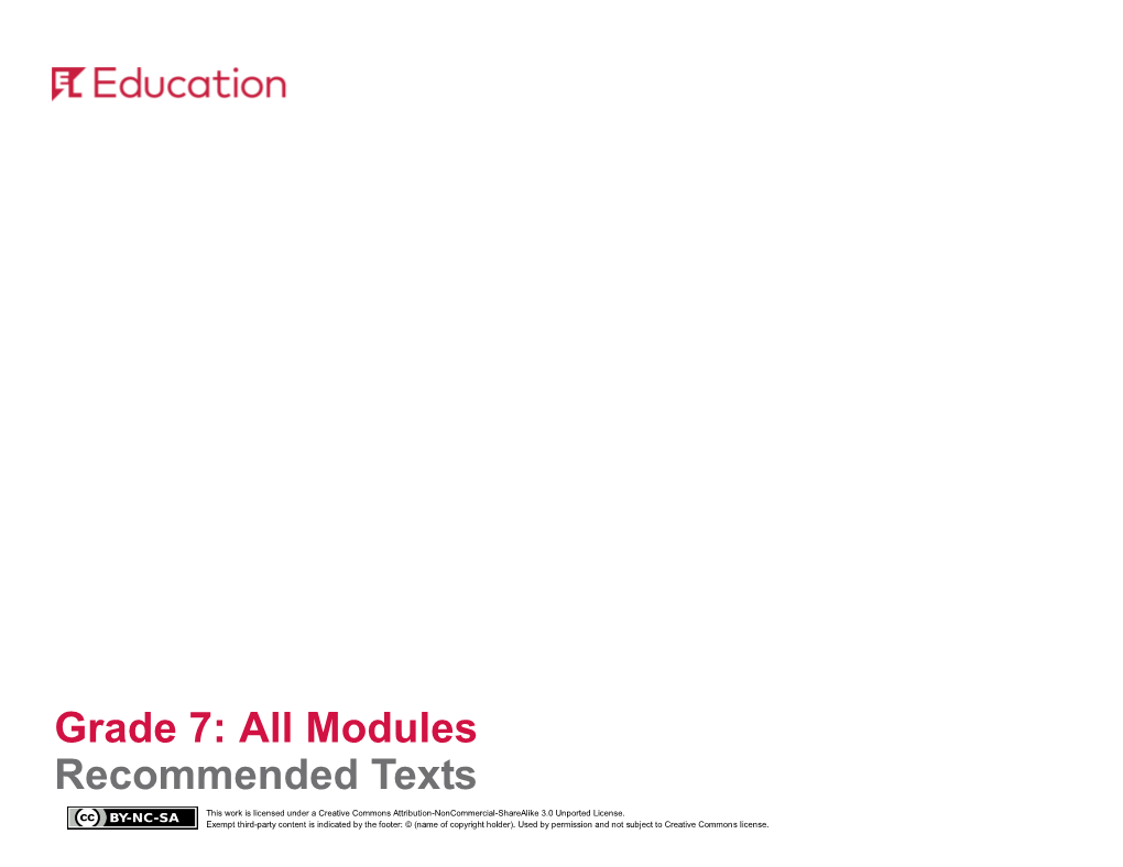 Grade 7: All Modules Recommended Texts
