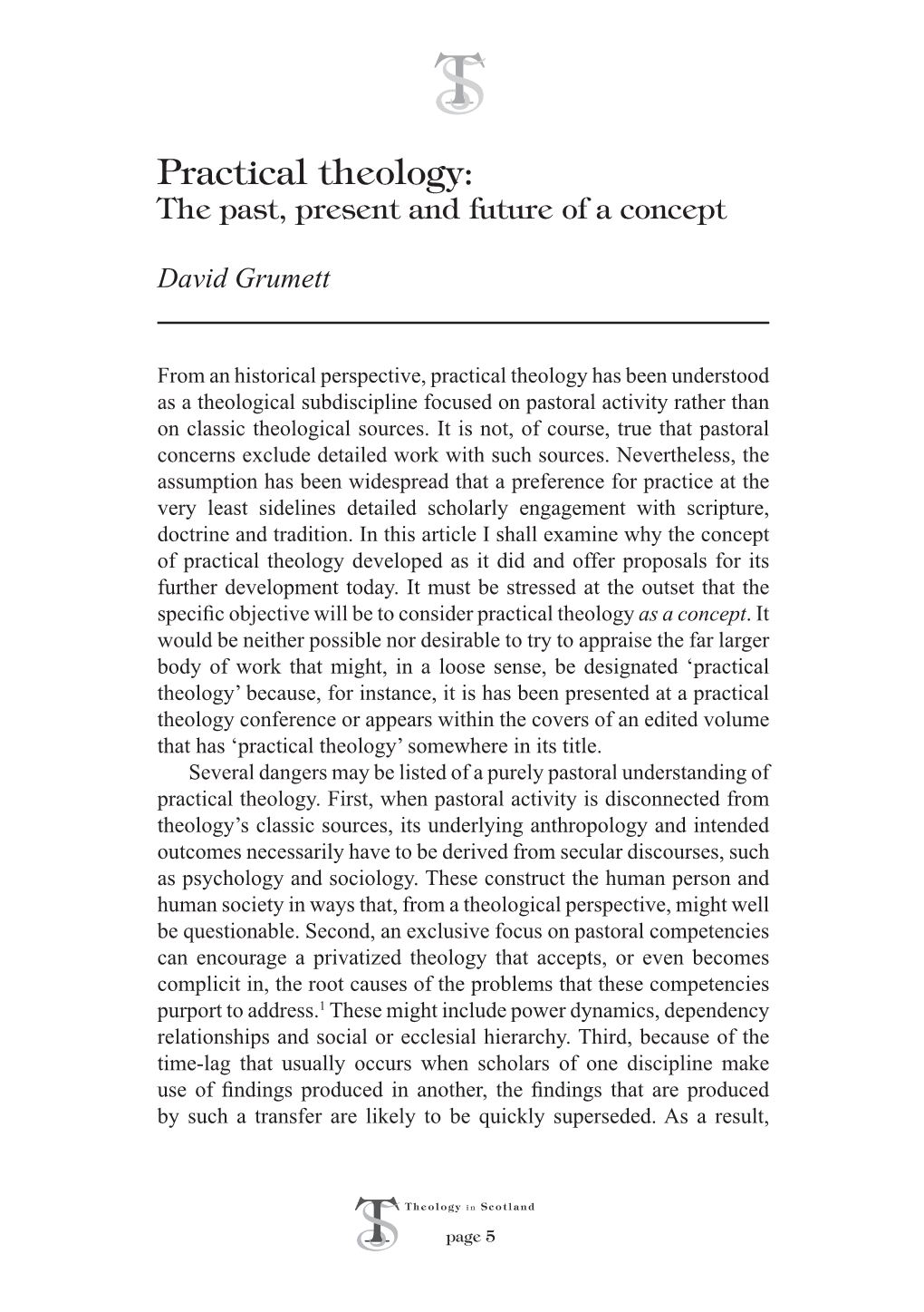 Practical Theology: the Past, Present and Future of a Concept