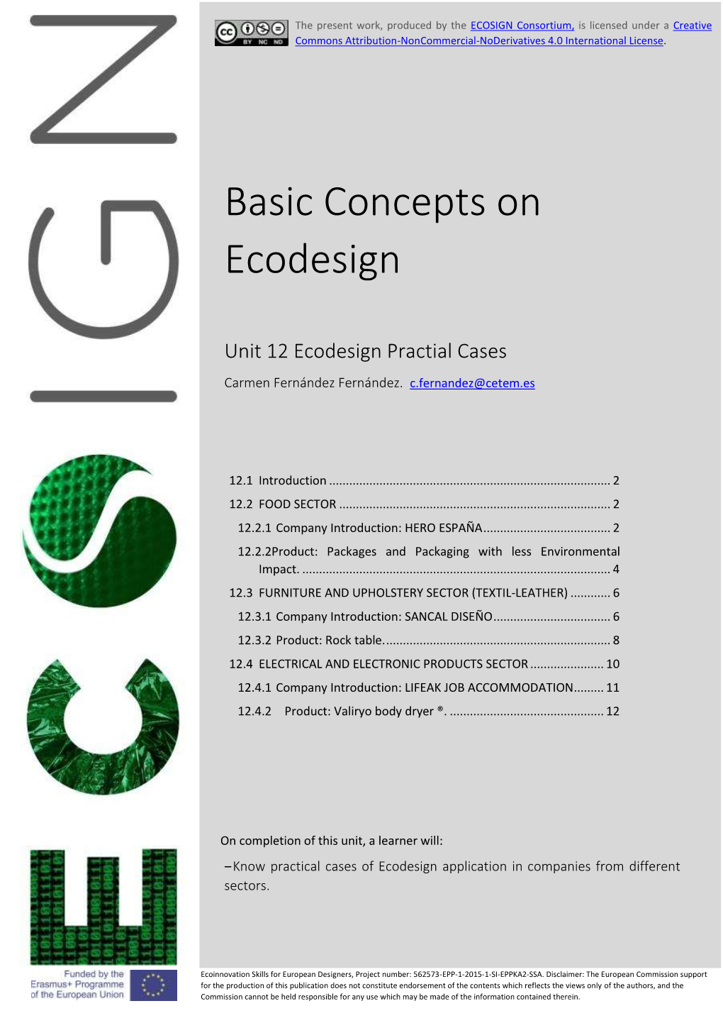 Basic Concepts on Ecodesign