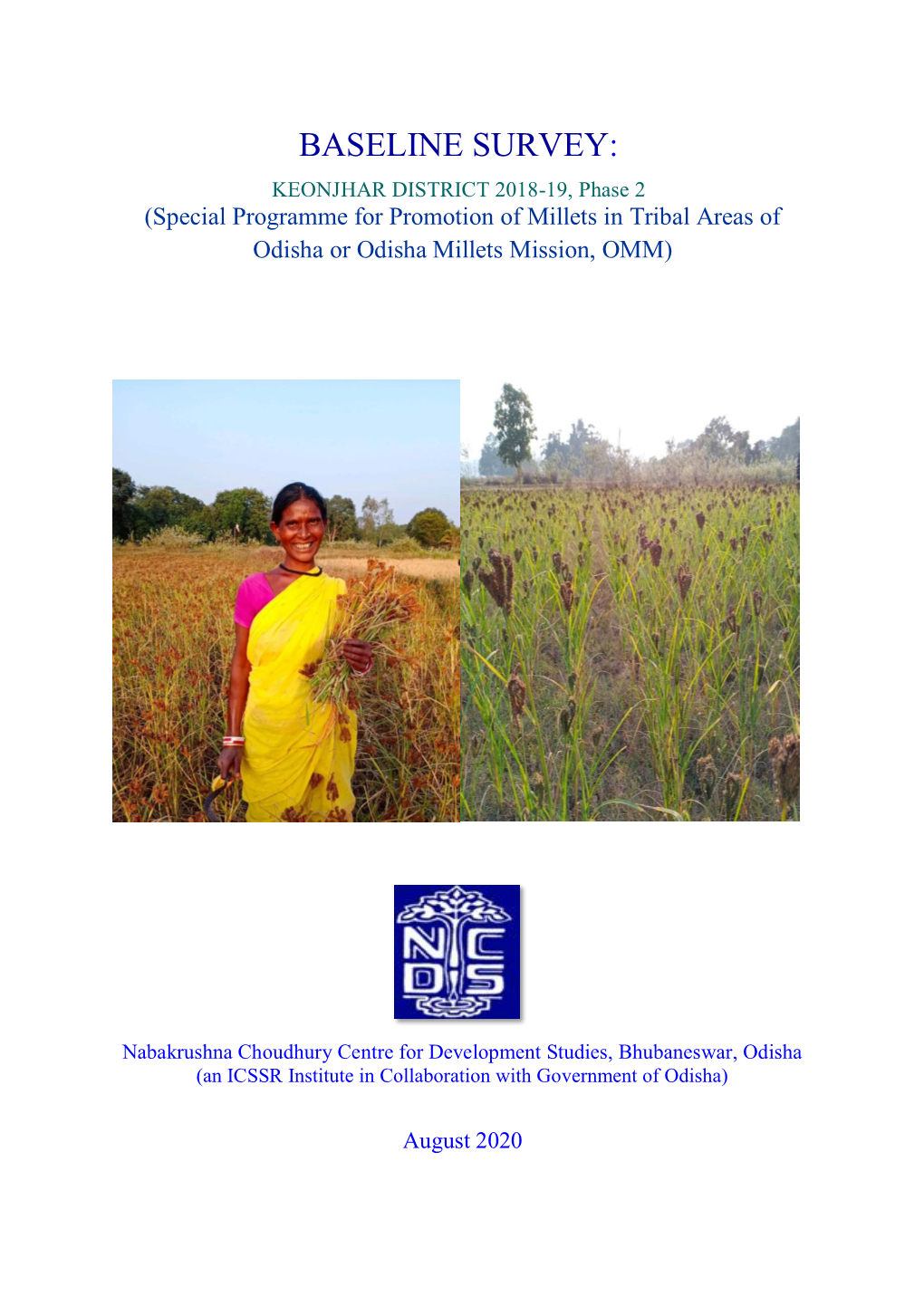 BASELINE SURVEY: KEONJHAR DISTRICT 2018-19, Phase 2 (Special Programme for Promotion of Millets in Tribal Areas of Odisha Or Odisha Millets Mission, OMM)