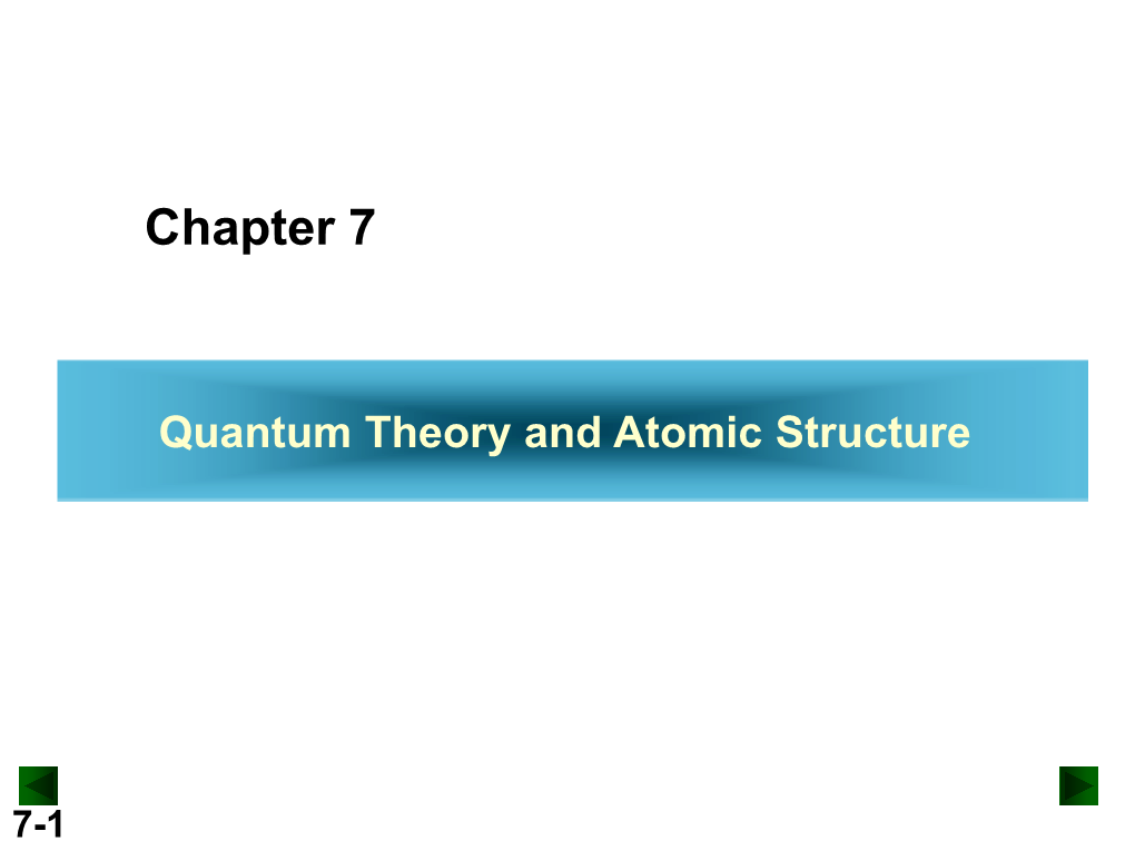 Quantum Theory and Atomic Structure