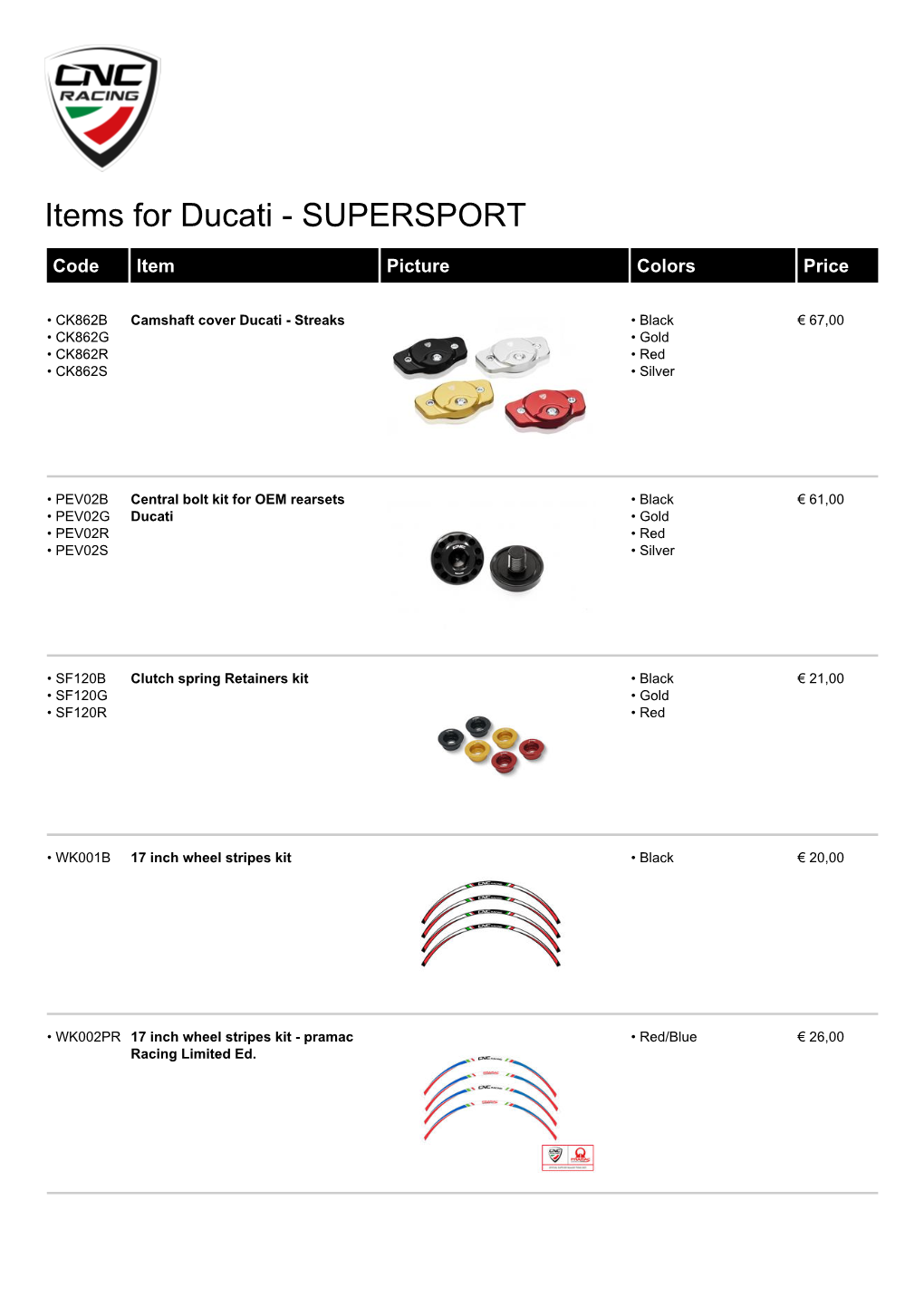 Items for Ducati - SUPERSPORT