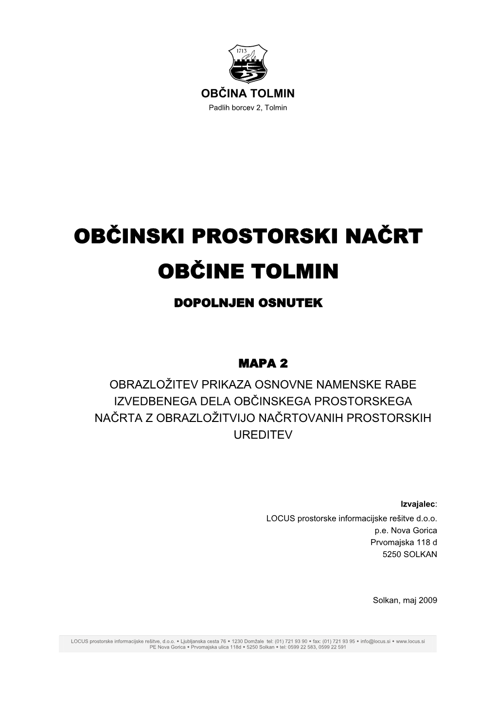 Občinski Prostorski Načrt Občine Tolmin