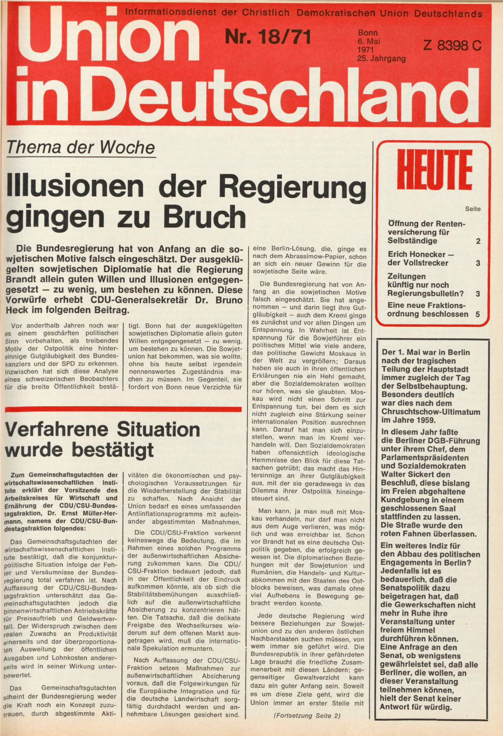 UID Jg. 25 1971 Nr. 18, Union in Deutschland