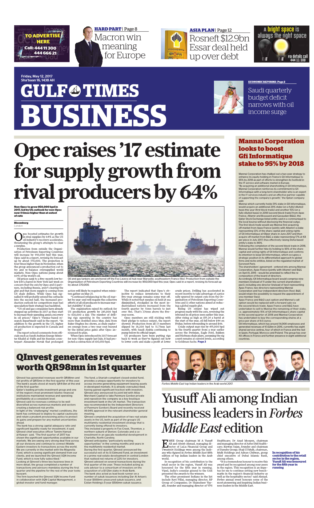 Opec Raises ’17 Estimate Gfi Informatique Stake to 95% by 2018