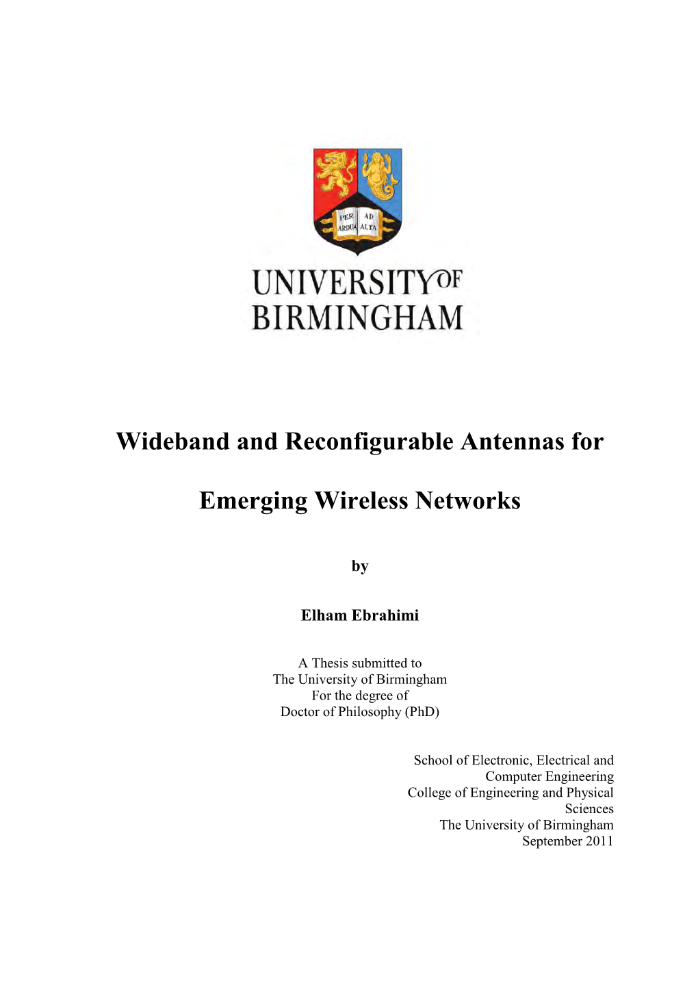 Wideband and Reconfigurable Antennas for Emerging Wireless Networks