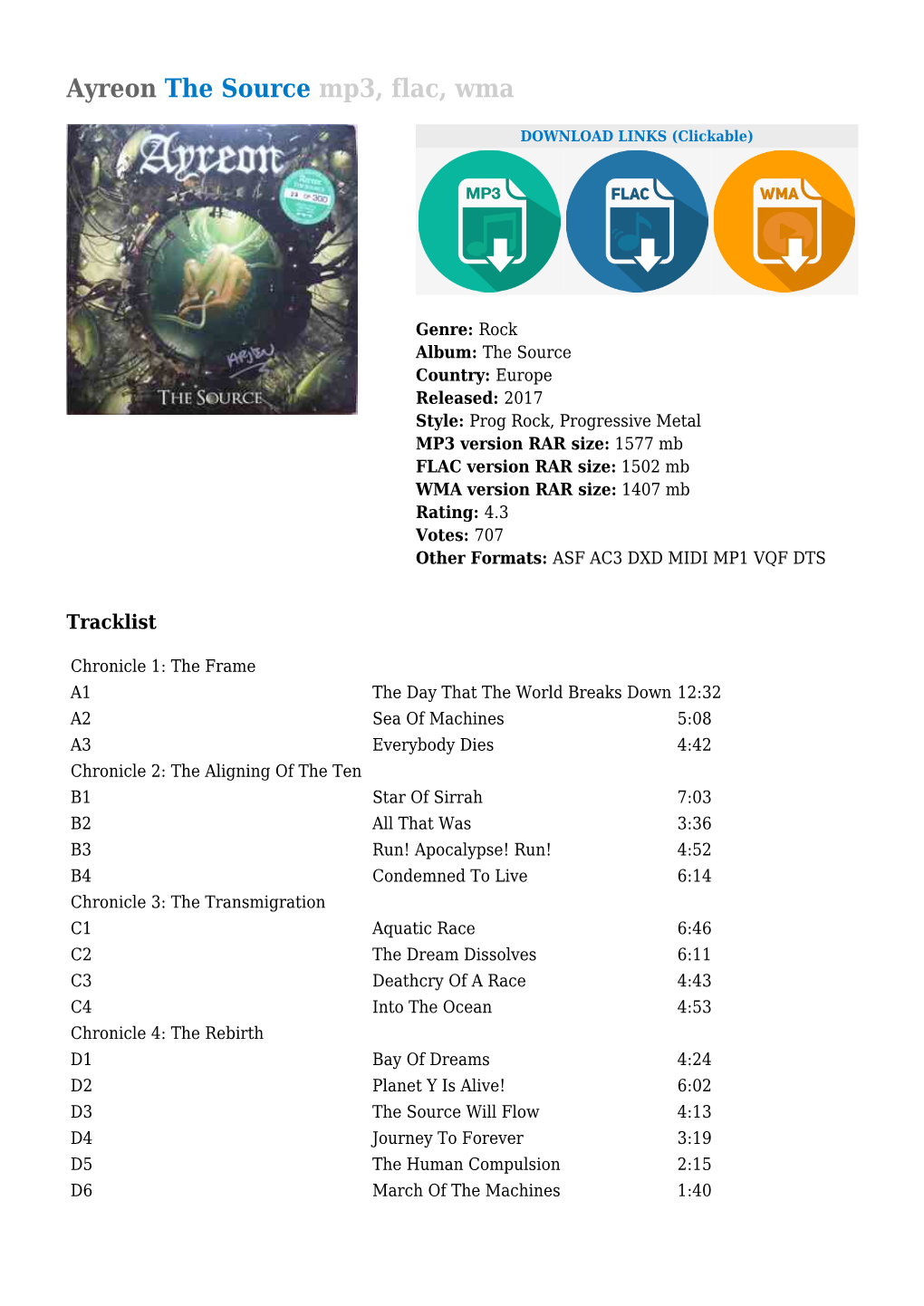 Ayreon the Source Mp3, Flac, Wma