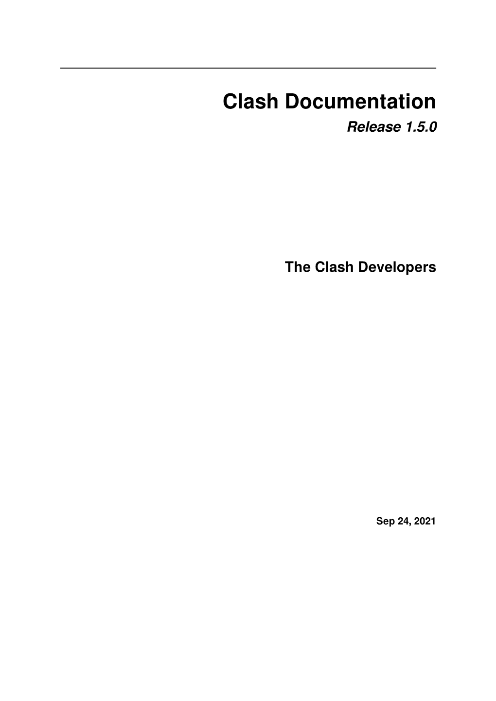 Clash Documentation Release 1.5.0