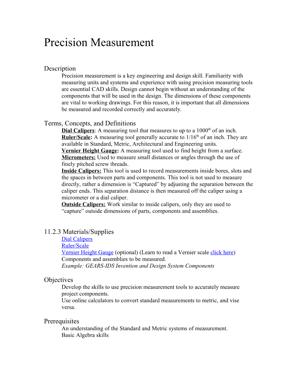 Precision Measurement