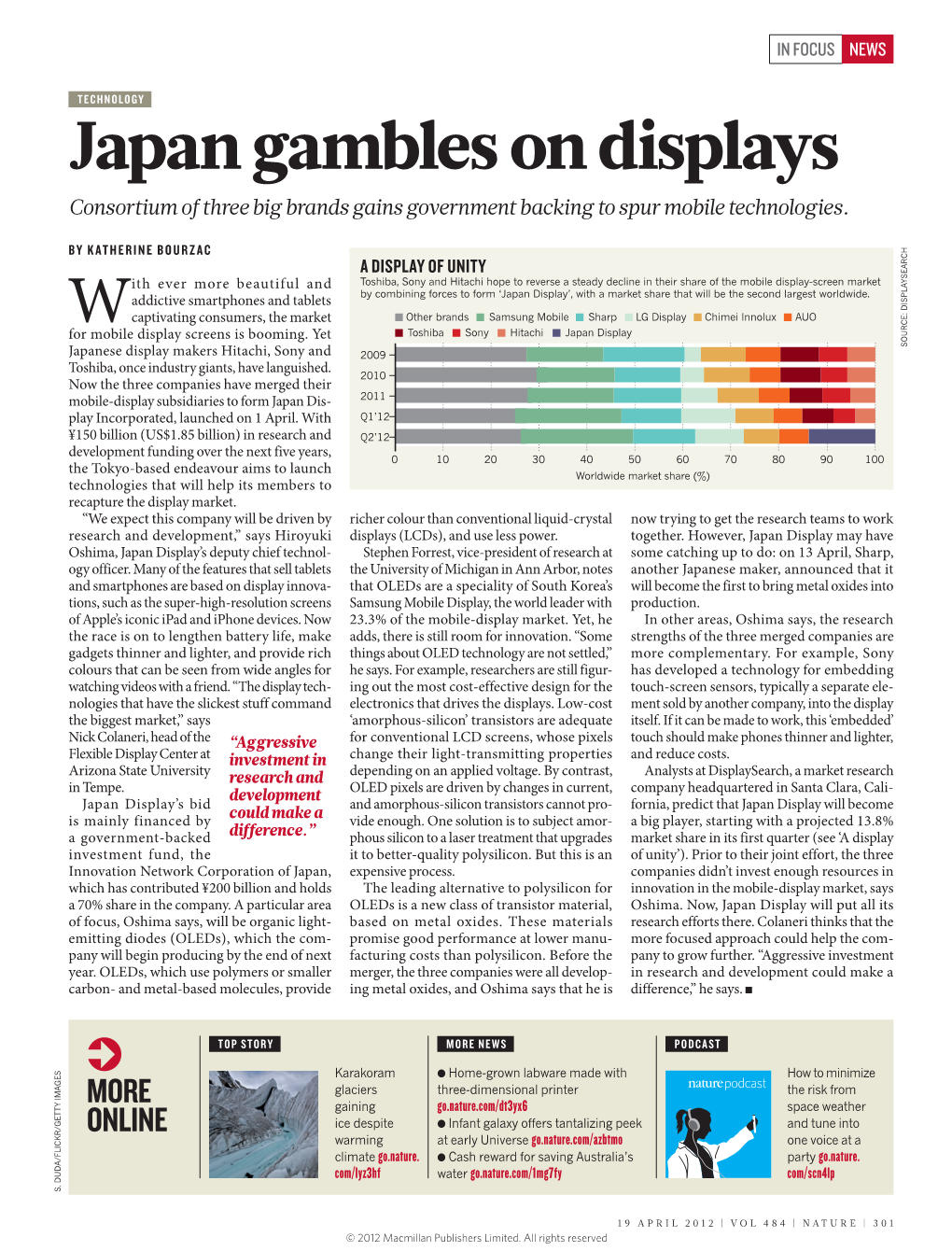 Japan Gambles on Displays Consortium of Three Big Brands Gains Government Backing to Spur Mobile Technologies