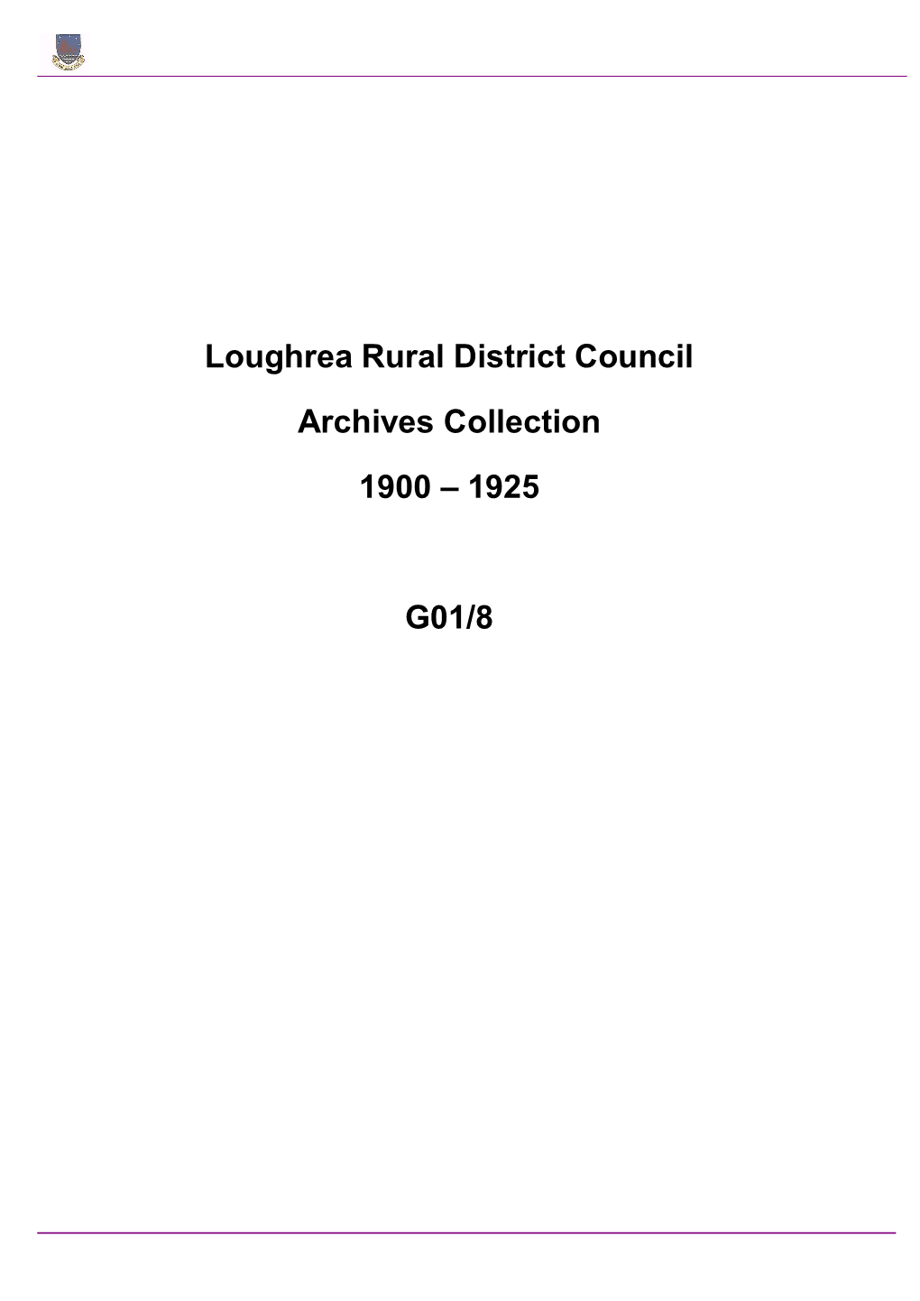 G01-8 Loughrea Rural District Council 1900-1925