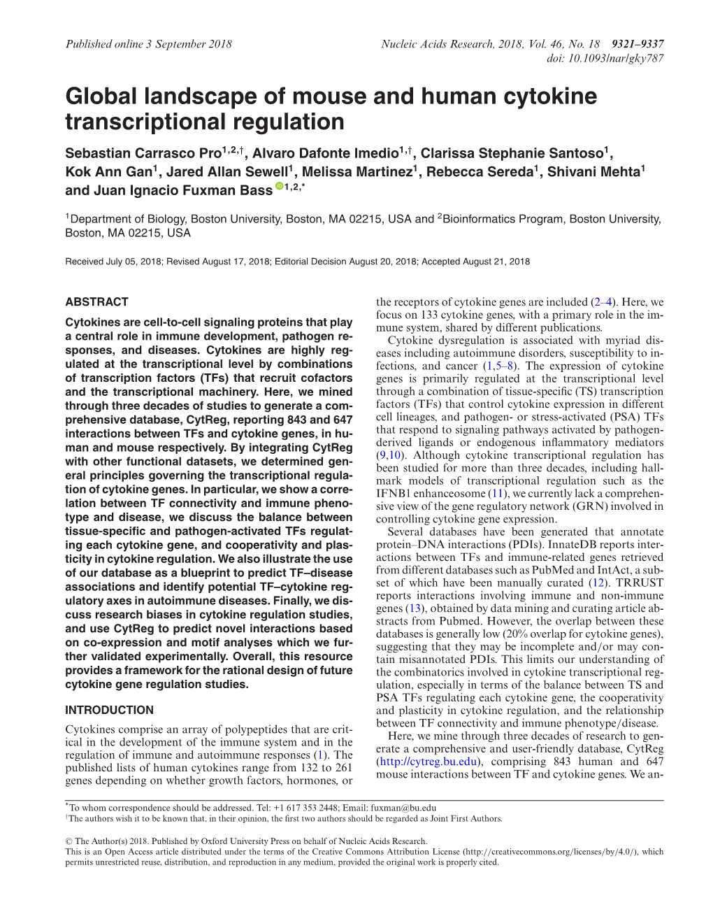 Global Landscape of Mouse and Human Cytokine Transcriptional