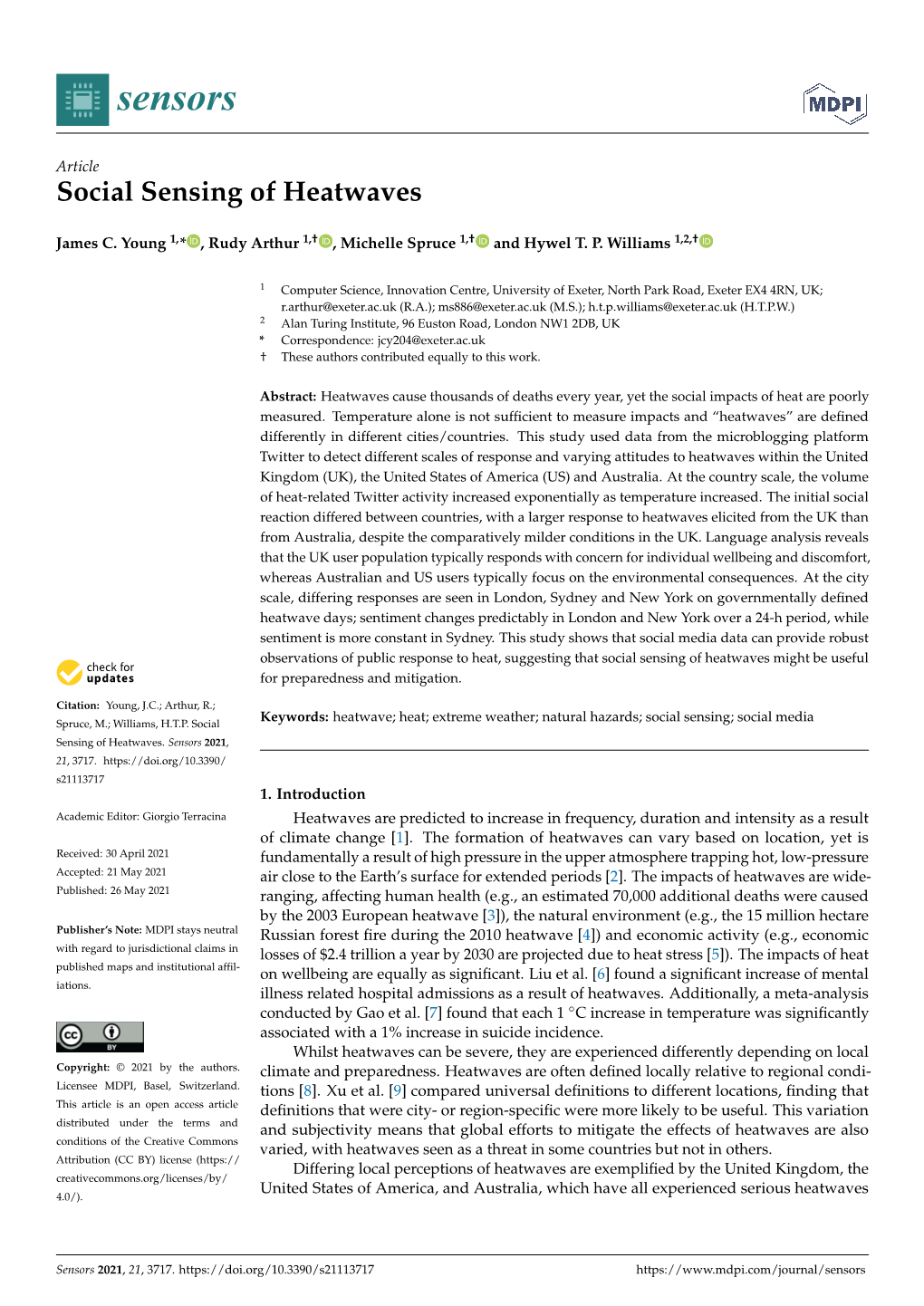 Social Sensing of Heatwaves