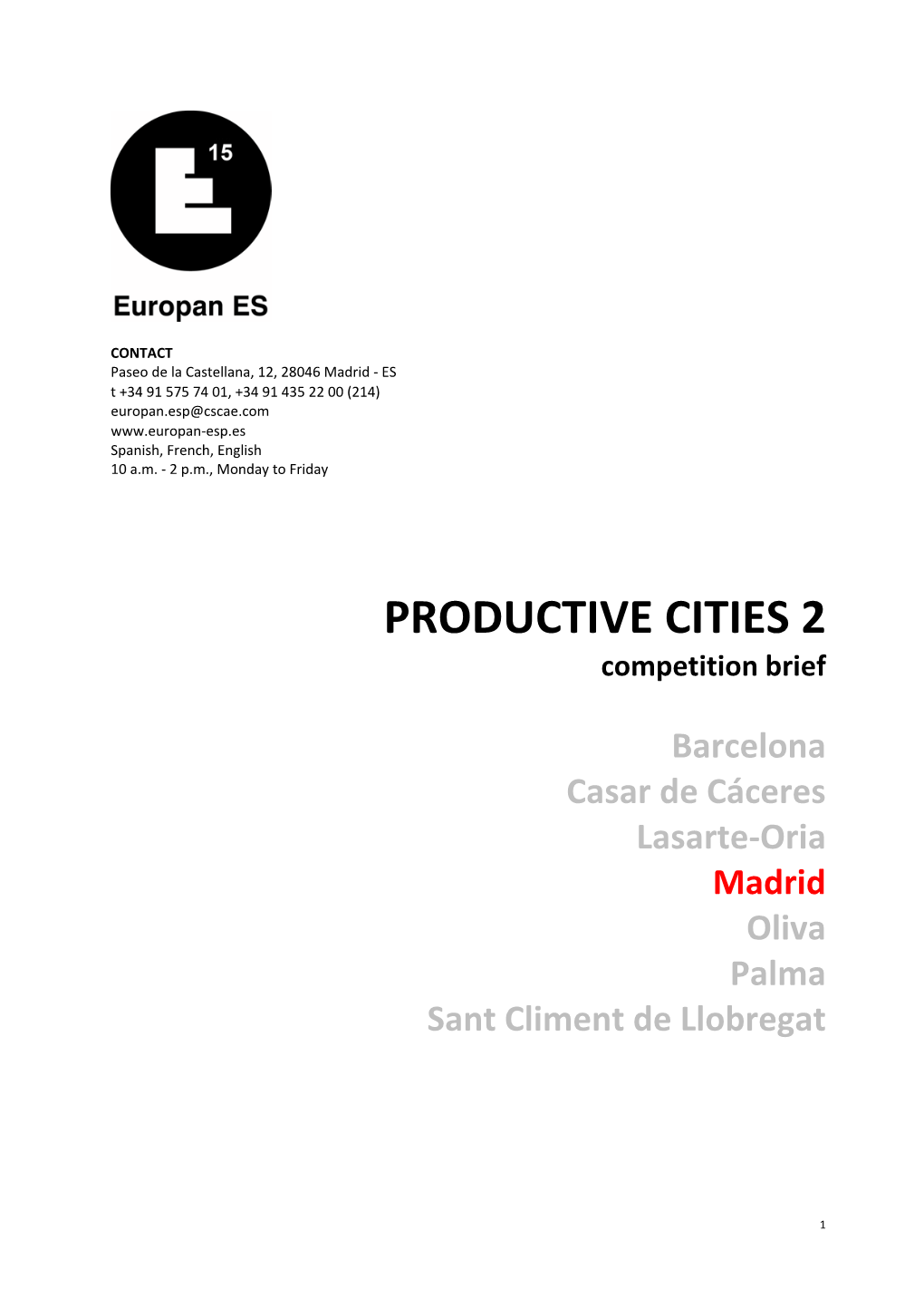 PRODUCTIVE CITIES 2 Competition Brief
