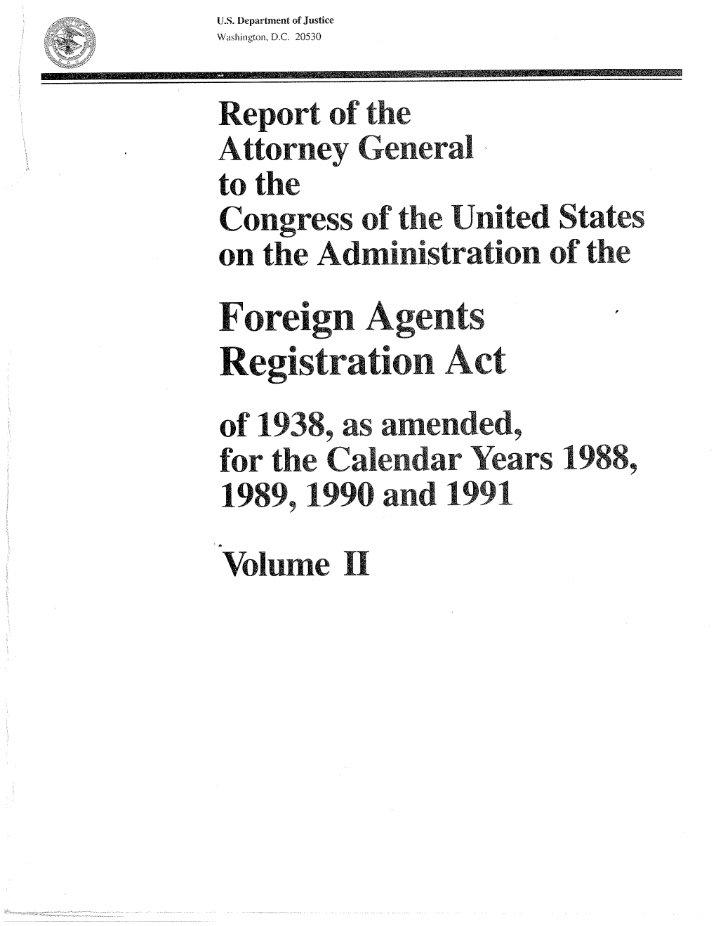 FARA Report to Congress, Volume 2, Part 1